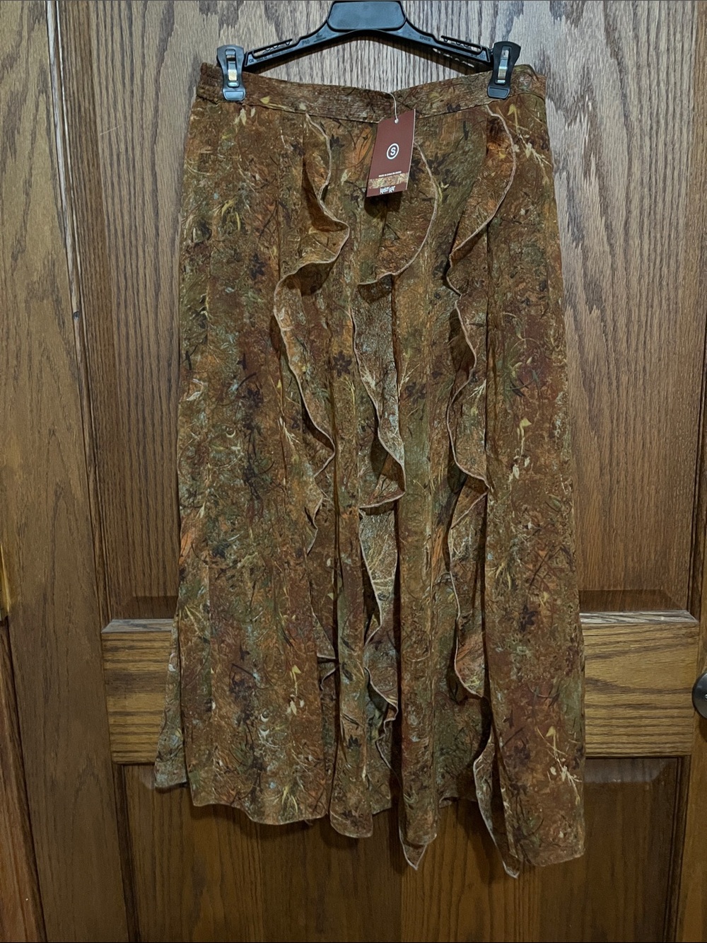 krazy kat Brown & Green Ruffled Midi Skirt